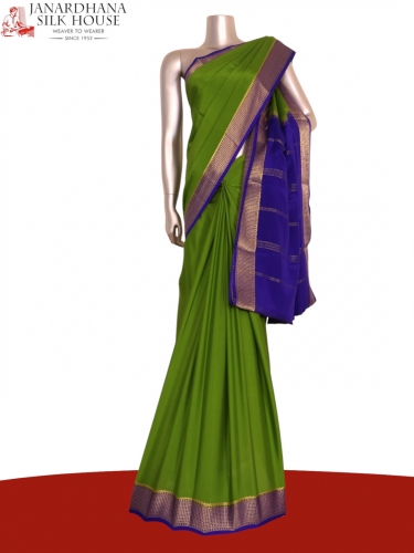 Classic Contrast Pure Mysore Crepe Silk Saree